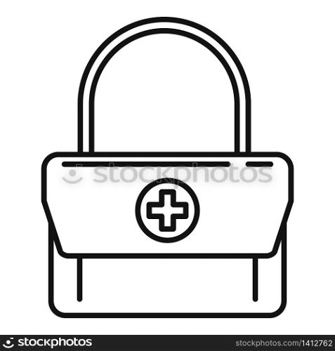 First aid kit bag icon. Outline first aid kit bag vector icon for web design isolated on white background. First aid kit bag icon, outline style