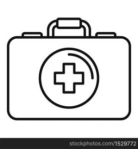 First aid kit bag icon. Outline first aid kit bag vector icon for web design isolated on white background. First aid kit bag icon, outline style