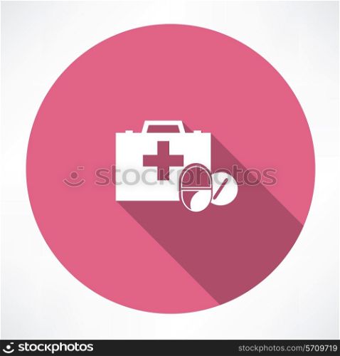 First aid kit box. Flat modern style vector illustration