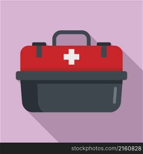 First aid kit box icon flat vector. Medical emergency. Case bag. First aid kit box icon flat vector. Medical emergency