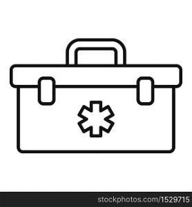 First aid kit box icon. Outline first aid kit box vector icon for web design isolated on white background. First aid kit box icon, outline style