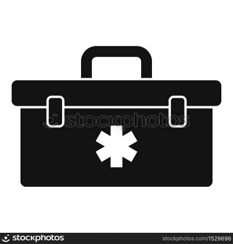 First aid kit box icon. Simple illustration of first aid kit box vector icon for web design isolated on white background. First aid kit box icon, simple style
