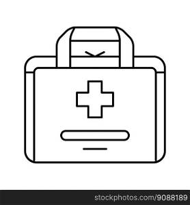 first aid kit box line icon vector. first aid kit box sign. isolated contour symbol black illustration. first aid kit box line icon vector illustration