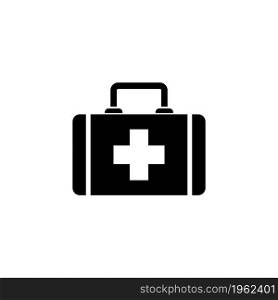 First Aid Kit. Flat Vector Icon. Simple black symbol on white background. First Aid Kit Flat Vector Icon