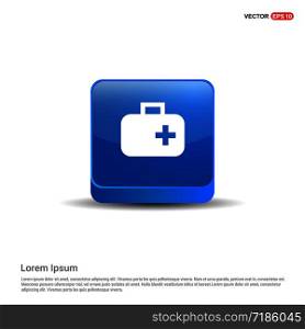 First aid kit icon - 3d Blue Button.