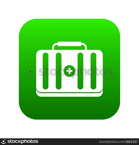 First aid kit icon digital green for any design isolated on white vector illustration. First aid kit icon digital green