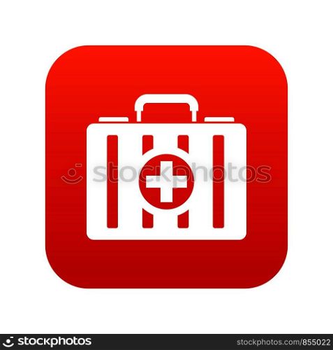 First aid kit icon digital red for any design isolated on white vector illustration. First aid kit icon digital red