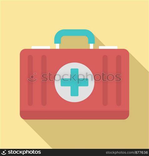 First aid kit icon. Flat illustration of first aid kit vector icon for web design. First aid kit icon, flat style
