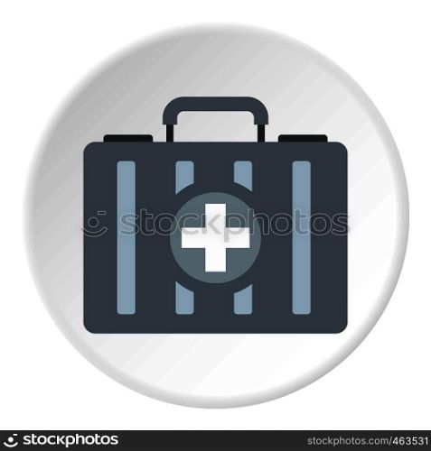 First aid kit icon in flat circle isolated vector illustration for web. First aid kit icon circle