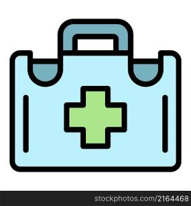 First aid kit icon. Outline first aid kit vector icon color flat isolated. First aid kit icon color outline vector