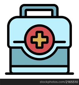 First aid kit icon. Outline first aid kit vector icon color flat isolated. First aid kit icon color outline vector