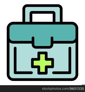 First aid kit icon outline vector. Migrant people. Refugee war color flat. First aid kit icon vector flat