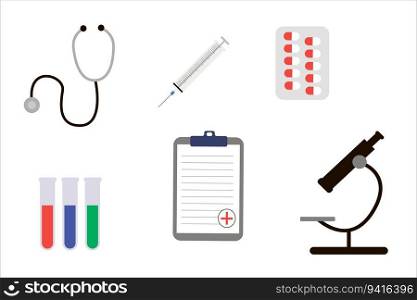 first aid kit, jars, syringe, test tubes, medical icons. Vector illustration. stock image. EPS 10.. first aid kit, jars, syringe, test tubes, medical icons. Vector illustration. stock image.
