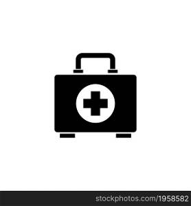 First Aid Kit, Medical Emergency Box. Flat Vector Icon illustration. Simple black symbol on white background. First Aid Kit, Medical Emergency Box sign design template for web and mobile UI element. First Aid Kit, Medical Emergency Box. Flat Vector Icon illustration. Simple black symbol on white background. First Aid Kit, Medical Emergency Box sign design template for web and mobile UI element.