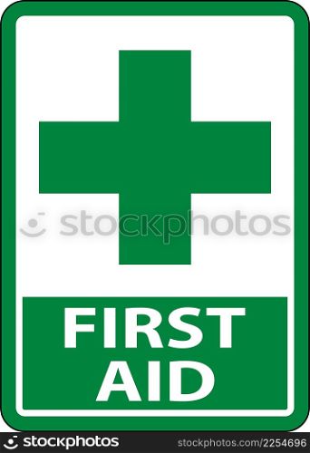 First Aid Label Sign on white background