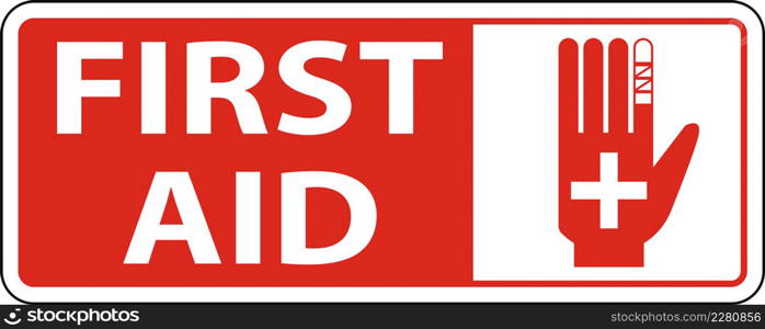 First Aid Label Sign on white background