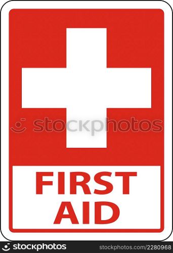 First Aid Label Sign on white background