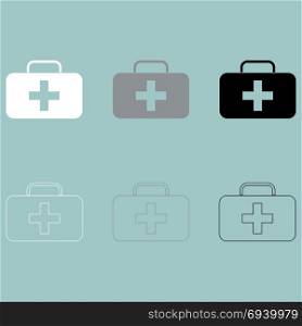 First aid set or medicine chest icon.. First aid set or medicine chest icon set.