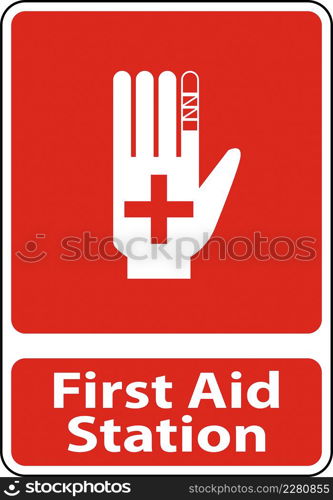 First Aid Station Sign on white background