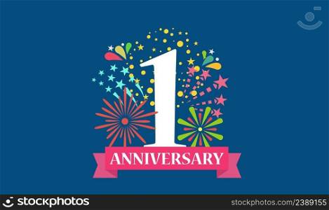 First Anniversary template for banner design. Wedding floral. Stock vector HD. First Anniversary template for banner design. Wedding floral. Stock vector