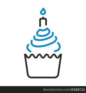 First Birthday Cake Icon. Editable Bold Outline With Color Fill Design. Vector Illustration.