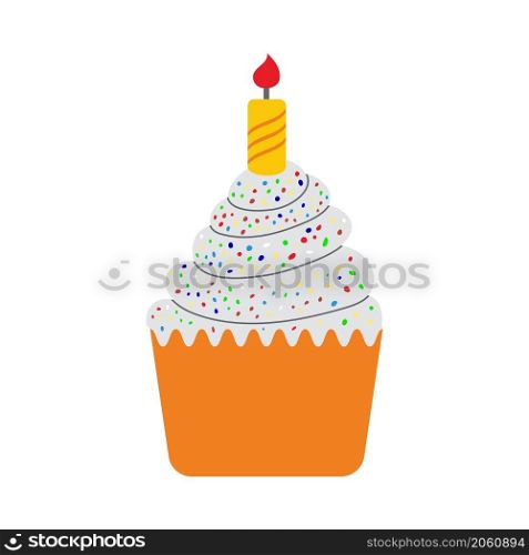 First Birthday Cake Icon. Flat Color Design. Vector Illustration.