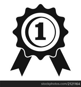 First place emblem icon simple vector. Ribbon medal. Winner prize. First place emblem icon simple vector. Ribbon medal