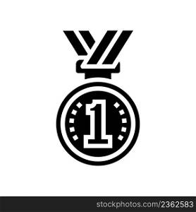 first place medal glyph icon vector. first place medal sign. isolated contour symbol black illustration. first place medal glyph icon vector illustration