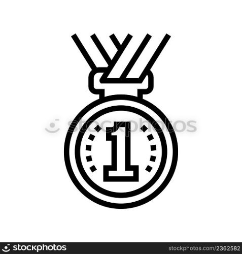 first place medal line icon vector. first place medal sign. isolated contour symbol black illustration. first place medal line icon vector illustration