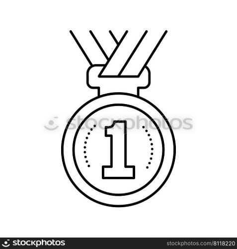 first place medal line icon vector. first place medal sign. isolated contour symbol black illustration. first place medal line icon vector illustration