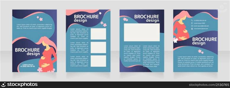 First-time pregnancy blank brochure design. Template set with copy space for text. Premade corporate reports collection. Editable 4 paper pages. Rounded Mplus 1c Bold, Nunito Light fonts used. First-time pregnancy blank brochure design
