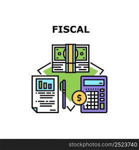 Fiscal Finance Vector Icon Concept. Filling Tax Report And Calculating Income And Expense, Fiscal Finance Accountant Occupation. Accountancy Business For Counting Money Color Illustration. Fiscal Finance Vector Concept Color Illustration