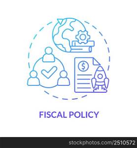 Fiscal policy blue gradient concept icon. Cooperation for sustainable recovery after covid abstract idea thin line illustration. Isolated outline drawing. Myriad Pro-Bold font used. Fiscal policy blue gradient concept icon