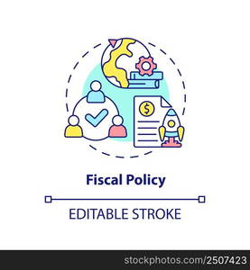 Fiscal policy concept icon. Cooperation for sustainable recovery after covid abstract idea thin line illustration. Isolated outline drawing. Editable stroke. Arial, Myriad Pro-Bold fonts used. Fiscal policy concept icon