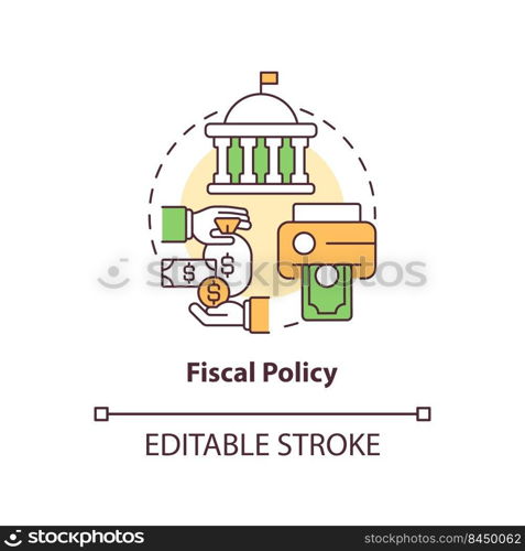 Fiscal policy concept icon. Governmental regulations. Inflation cause abstract idea thin line illustration. Isolated outline drawing. Editable stroke. Arial, Myriad Pro-Bold fonts used. Fiscal policy concept icon