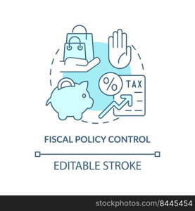 Fiscal policy control turquoise concept icon. Higher tax rate. Controlling inflation abstract idea thin line illustration. Isolated outline drawing. Editable stroke. Arial, Myriad Pro-Bold fonts used. Fiscal policy control turquoise concept icon