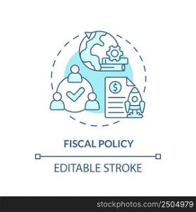 Fiscal policy turquoise concept icon. Alliance for sustainable recovery after covid abstract idea thin line illustration. Isolated outline drawing. Editable stroke. Arial, Myriad Pro-Bold fonts used. Fiscal policy turquoise concept icon