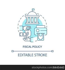 Fiscal policy turquoise concept icon. Governmental regulations. Inflation cause abstract idea thin line illustration. Isolated outline drawing. Editable stroke. Arial, Myriad Pro-Bold fonts used. Fiscal policy turquoise concept icon