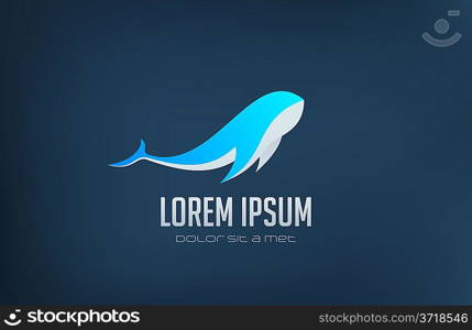 Fish abstract logo template. Whale vector icon. Sea food / fishing concept. Editable.