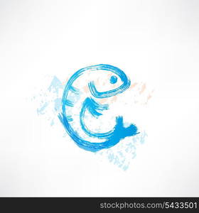 Fish blue grunge icon