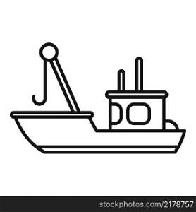 Fish boat net icon outline vector. Sea vessel. Marine fishing. Fish boat net icon outline vector. Sea vessel