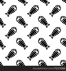 Fish Bone Icon Seamless Pattern Vector Art Illustration