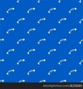 Fish bones pattern repeat seamless in blue color for any design. Vector geometric illustration. Fish bones pattern seamless blue