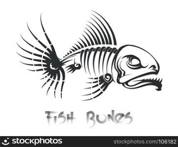 Fish bones tattoo. Fish bones tattoo. Aggressive toothy fish leftovers vector illustration