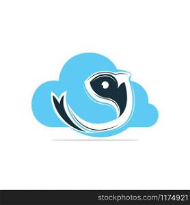 Fish cloud vector logo design. Fish and cloud icon simple sign.
