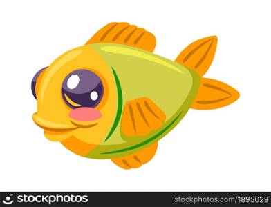 Fish clown colored for game interface isolated. Anemone animal for aquarium, color fish marine, ocean underwater and aquatic, vector illustration. Fish clown colored for game interface isolated
