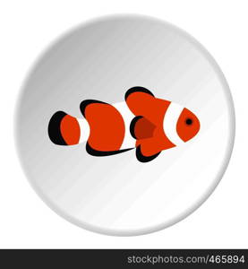Fish clown icon in flat circle isolated on white vector illustration for web. Fish clown icon circle