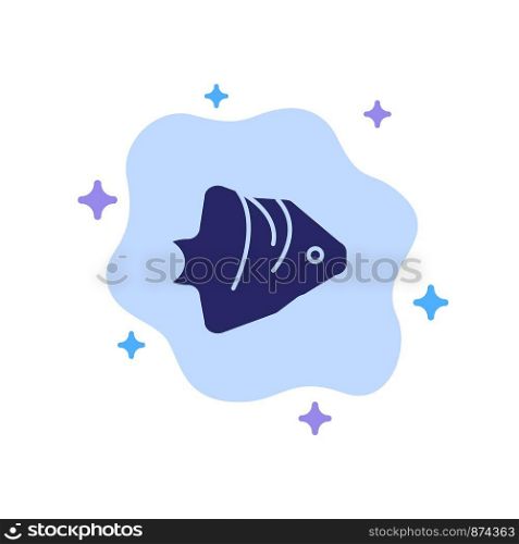Fish, Coral, Ocean, Schooling, Banner Blue Icon on Abstract Cloud Background