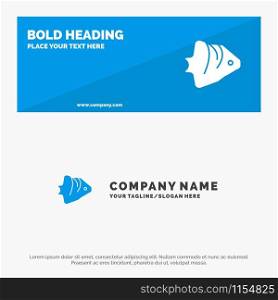 Fish, Coral, Ocean, Schooling, Banner SOlid Icon Website Banner and Business Logo Template