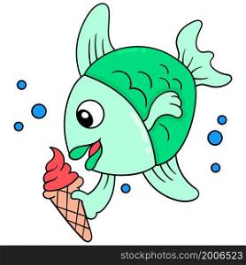 fish eating ice cream